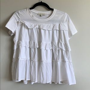 Anthropologie Eri + Ali White ruffle top